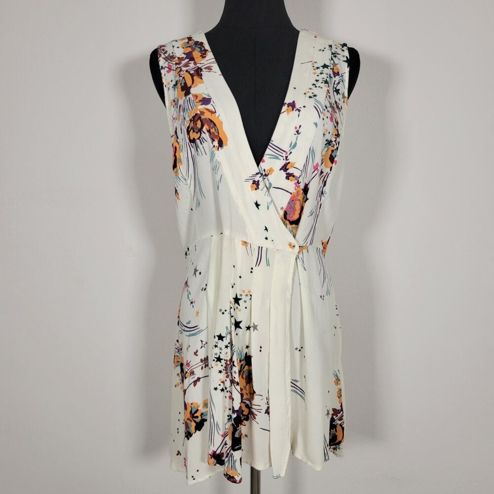 Free People Back To The Basics Ivory Tunic Floral Lightweight Boho Festival